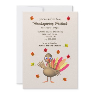 Cute Turkey Thanksgiving Potluck Invitation by xfinity7