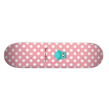 Cute turquoise owl skate board deck
