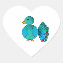 Cute turquoise peacock heart sticker