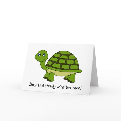 Cute Turtle Cartoon Encouragement Greeting Card by JKLDesigns
