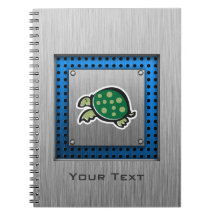 Cute Turtle; Metal-look Spiral Notebook