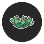 cute turtle on back round stickers