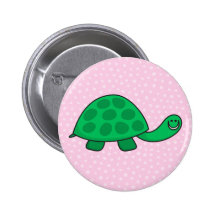 Cute turtle or tortoise cartoon animal button