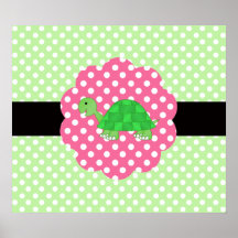 Cute turtle polka dots green print