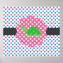 Cute turtle polka dots posters