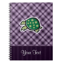 Cute Turtle; Purple Spiral Notebooks