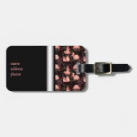 Cute Turtles Black and Pink Pattern Travel Bag Tag