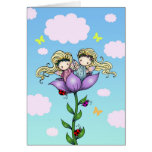 Cute Twin Fairies Twin Sister Birthday Card