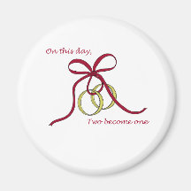 Cute, "Two become one" wedding design Refrigerator Magnets