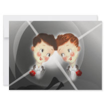 Cute Two Grooms Gay Wedding Invitation