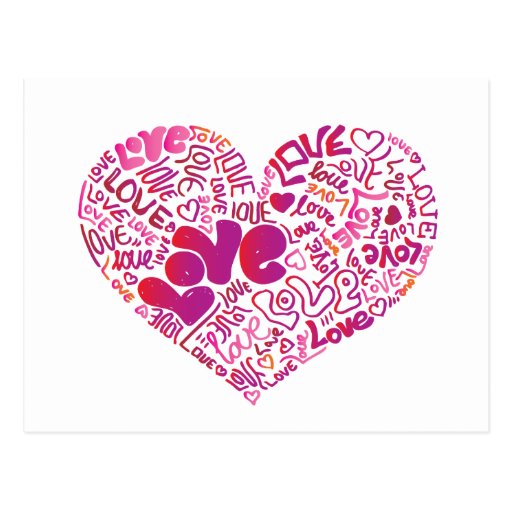 Cute typography love postcard