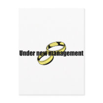 Cute "Under New Management" Wedding design Post Card