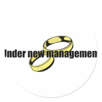 Cute "Under New Management" Wedding design Sticker