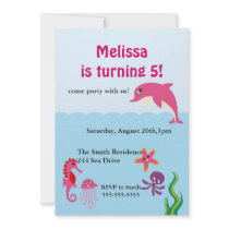 Cute Under the Sea Dolphin Birthday Party Invite