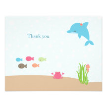 Cute under the Sea girls thank you card Invitations