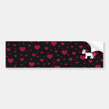 Cute unicorn black pink hearts bumper sticker