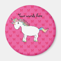 Cute unicorn pink butterflies refrigerator magnet