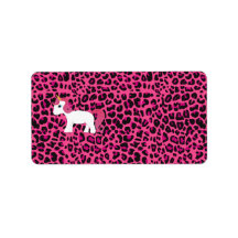 Cute unicorn pink leopard print custom address labels