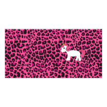 Cute unicorn pink leopard print picture card