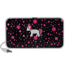 Cute unicorn pink polka dots iPod speakers