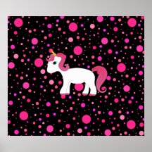 Cute unicorn pink polka dots poster
