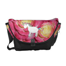 Cute unicorn pink roses courier bags