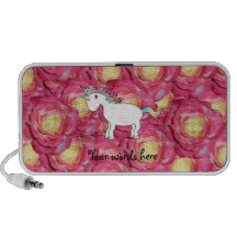 Cute unicorn pink roses travelling speakers