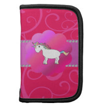 Cute unicorn pink swirls folio planners