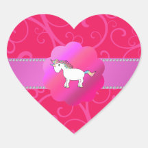 Cute unicorn pink swirls heart stickers