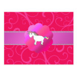 Cute unicorn pink swirls postcard
