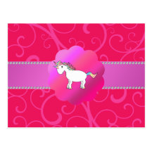 Cute unicorn pink swirls postcard
