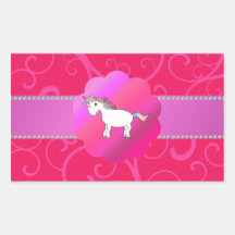 Cute unicorn pink swirls rectangular sticker