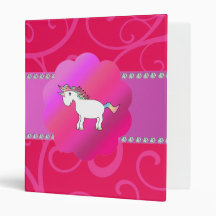 Cute unicorn pink swirls vinyl binders