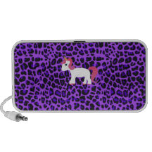 Cute unicorn purple leopard iPod speakers