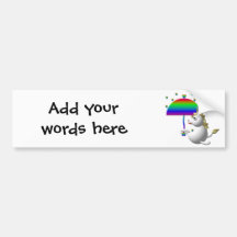 Cute unicorn with an umbrella bumper sticker