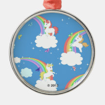 Cute Unicorns and Rainbows Christmas Tree Ornaments