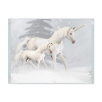 Cute Unicorns In Snow 1 Postcard