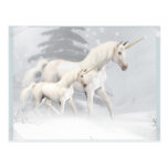 Cute Unicorns In Snow 1 Postcard