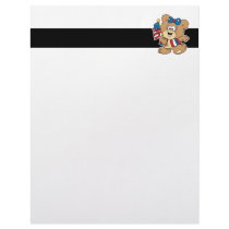 cute USA patriotic girl teddy bear design Letterhead Template