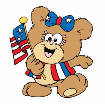 cute USA patriotic girl teddy bear design Photo Cutouts