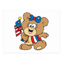 cute USA patriotic girl teddy bear design Postcards