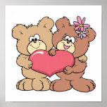 cute valentine heart teddy bear couple print