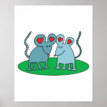 cute valentine mice in love poster