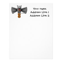 Cute vampire bat playing the violin letterhead template