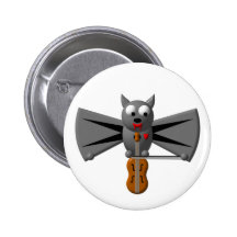 Cute vampire bat playing the violin pins
