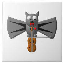 Cute vampire bat playing the violin tiles