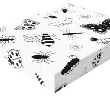 Cute Vector Bugs & Butterflies Stretched Canvas Print