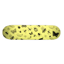 Cute Vector Bugs & Butterflies (Lemon Yellow Back) Skate Board