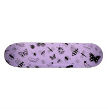 Cute Vector Bugs & Butterflies (Lilac Purple Back) Skate Board Deck
