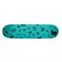 Cute Vector Bugs & Butterflies (Teal Background) Skate Board Deck